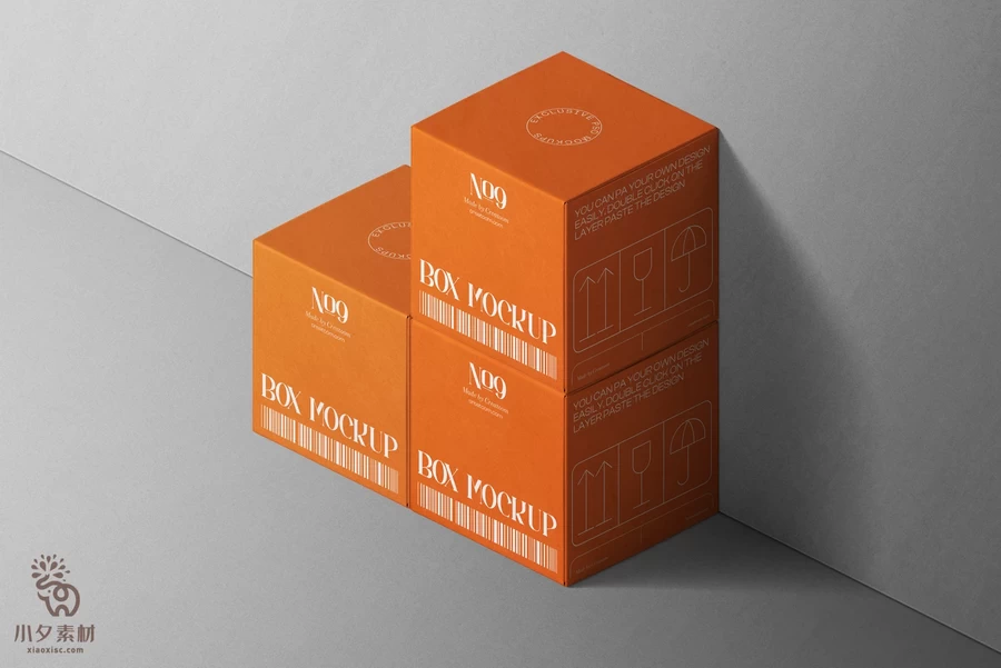 方形包装盒纸盒悬浮矩阵排列组合VI效果展示贴图样机PSD设计素材【010】